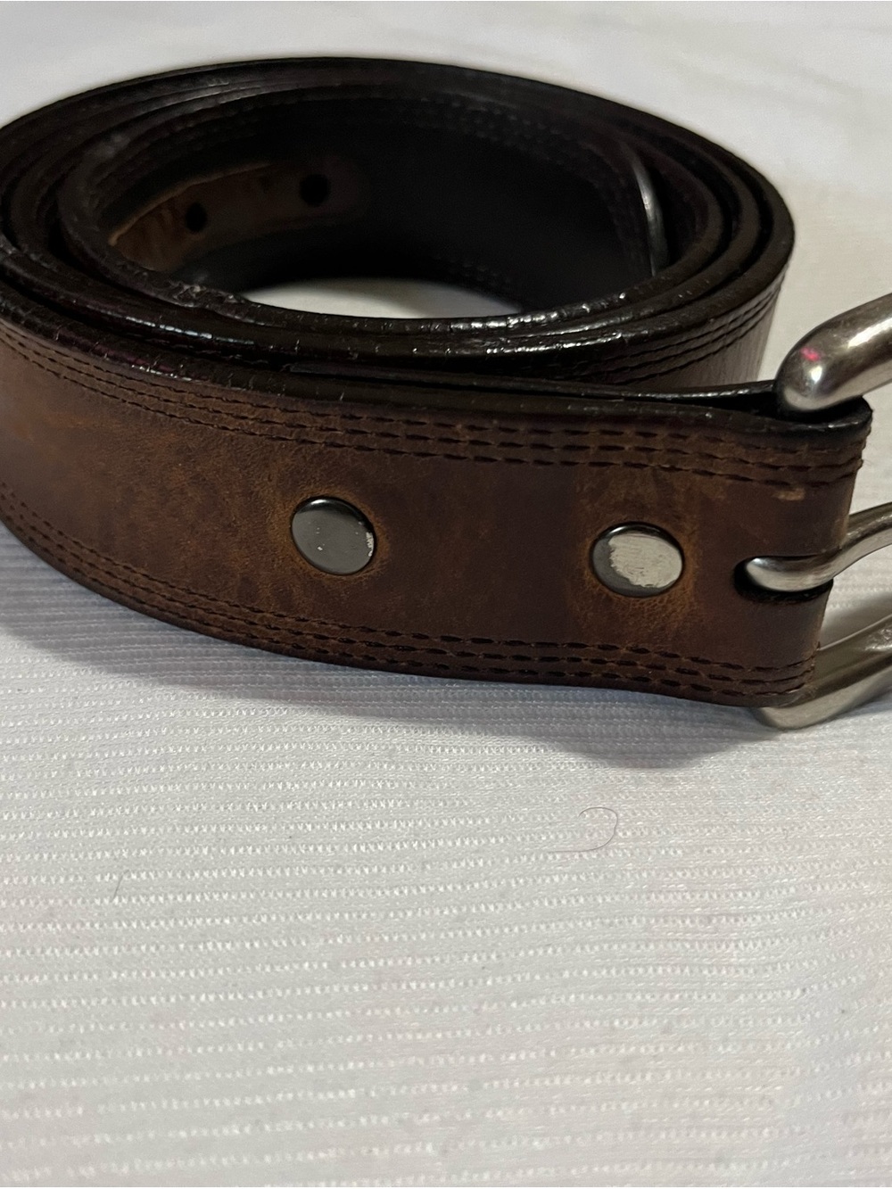 Men's Ariat Brown Leather Belt Size 44-48 w/Silver Hardware